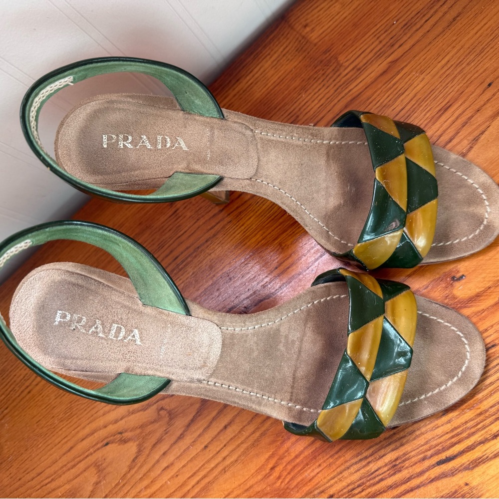 Vintage Prada Patent Leather Slingback Heels - image 2
